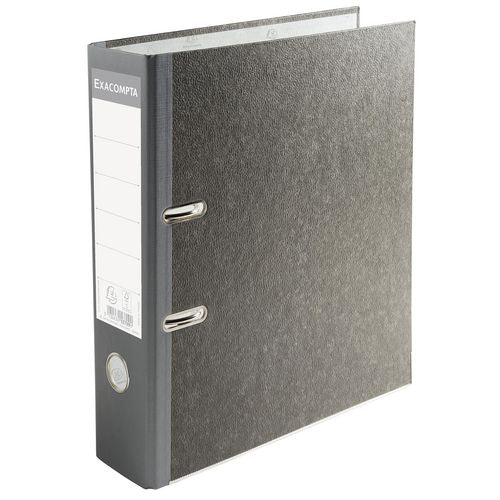 Exacompta Lever Arch File A4 80 mm Grey 2 ring 53709E Cardboard Marbled Portrait Pack of 20