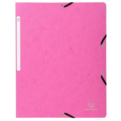 Exacompta Elasticated Folder 5560E Pink Molted Pressboard 24 x 32 cm Pack of 25