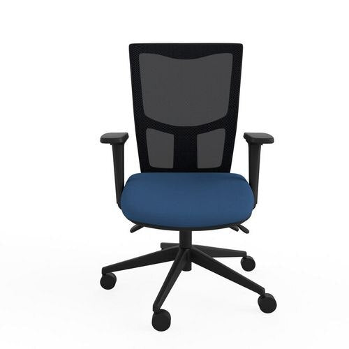 Ergonomic Home Office Chair with Arms, Slimline Mesh Backrest and Height Adjustable Blue 2D Arms