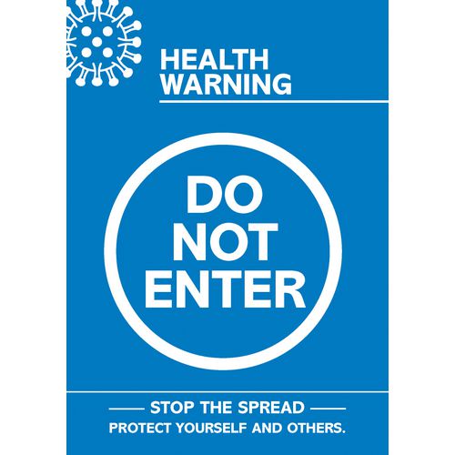 Seco Health & Safety Poster Health warning - do not enter Semi-Rigid Plastic Blue, White 21 x 29.7 cm