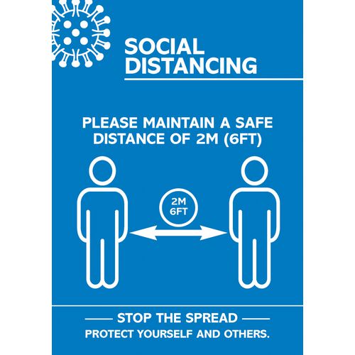 Seco Health & Safety Poster Social Distancing Semi-Rigid Plastic 42 x 59.5 cm