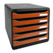 Exacompta Drawer Unit with 5 Drawers Big Box Plus Plastic Glossy Black, Orange 27.8 x 34.7 x 27.1 cm