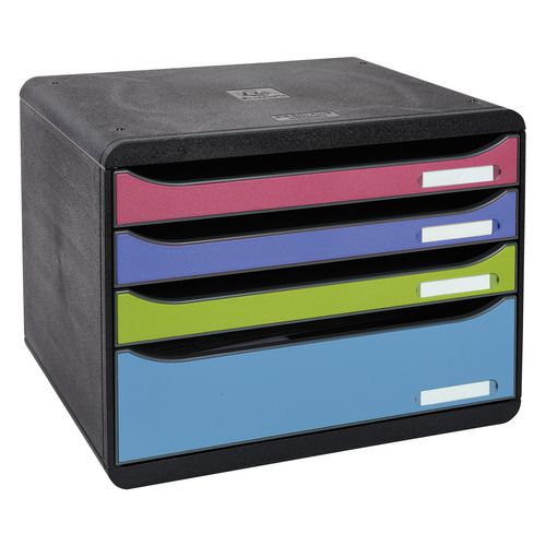 Exacompta Drawer Unit with 4 Drawers Big Box Plus Horizon Maxi 1928 Plastic Assorted 35.5 x 27 x 27.1 cm