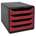 Exacompta Drawer Unit with 4 Drawers Big Box Plastic Black, Red 27.8 x 34.7 x 26.7 cm