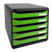 Exacompta Drawer Unit with 5 Drawers Big Box Plus Plastic Glossy Black, Apple Green 27.8 x 34.7 x 27.1 cm