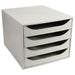 Exacompta Drawer Unit with 4 Drawers EcoBox Plastic Light Grey 28.4 x 34.8 x 23.4 cm