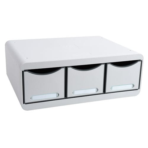 Exacompta Drawer Unit with 3 Drawers Toolbox Maxi Plastic Light Grey 35.5 x 27 x 13.5 cm