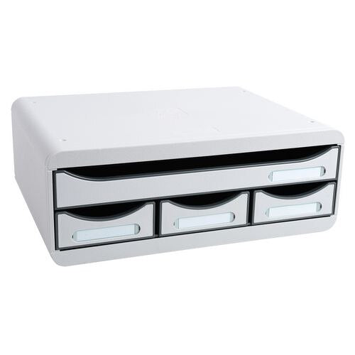 Exacompta Drawer Unit with 4 Drawers Toolbox Mini Plastic Light Grey 35.5 x 27 x 13.5 cm