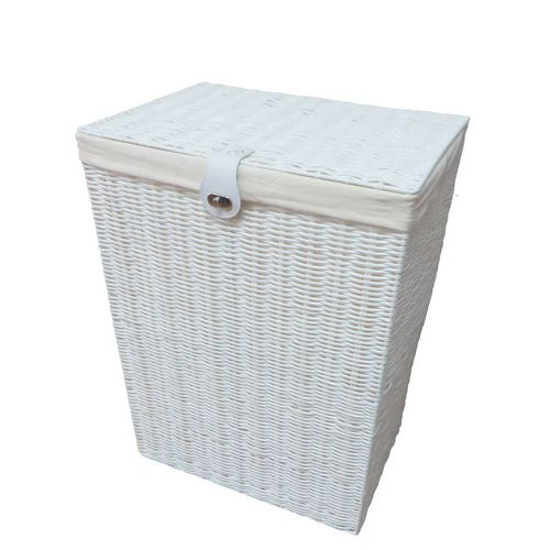 ARPAN Laundry Basket WB-9358-MWT Plastic White 48.6 cm With Removable Lid M