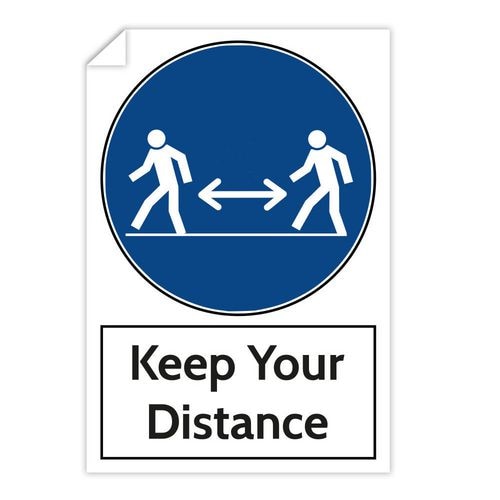 Trodat Health and Safety Sticker Keep Your Distance (1m + 2m) PVC 20 x 30 cm Pack of 3