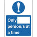 Seco Health & Safety Poster Only __ person/s at a time Semi-Rigid Plastic Blue, White 20 x 30 cm