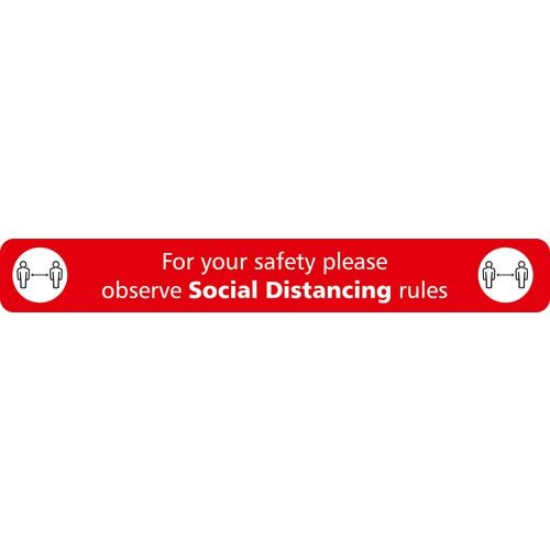 Seco Floor Sticker Observe social distancing rules Red Anti-Slip Laminate 60 x 8 cm