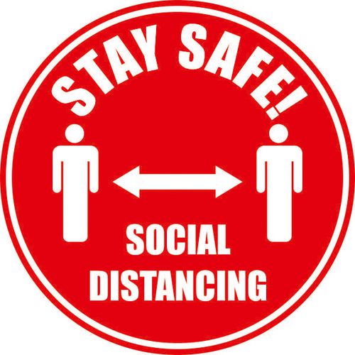 Seco Floor Sticker Stay safe, social distancing Red Anti-Slip Laminate 43 x 43 cm