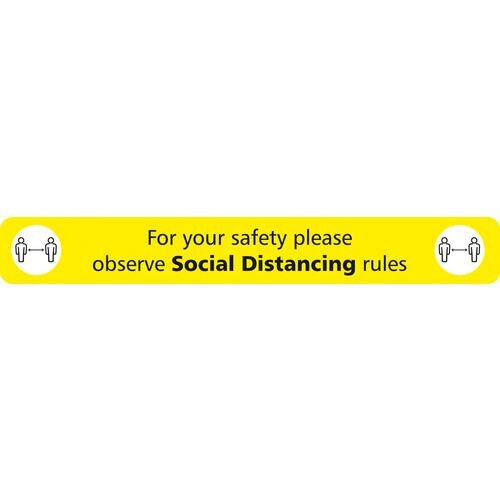 Seco Floor Sticker Observe social distancing rules Yellow Anti-Slip Laminate 60 x 8 cm