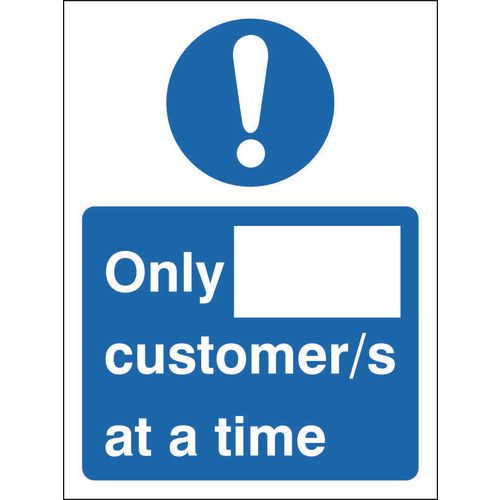 Seco Health & Safety Poster Only __ customer/s at a time Window Cling Film 15 x 20 cm