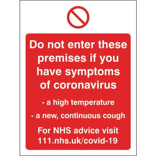 Seco Health & Safety Poster Do not enter premises Semi-Rigid Plastic Red, White 15 x 20 cm