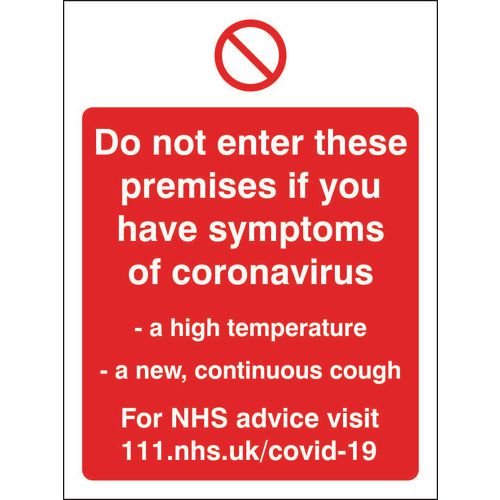 Seco Health & Safety Poster Do not enter premises Semi-Rigid Plastic Red, White 20 x 30 cm