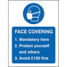 Seco Health and Safety Sign Face covering mandatory here Self-Adhesive Vinyl 20 x 30 cm