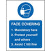 Seco Health and Safety Sign Face covering mandatory here Window Cling Film 20 x 30 cm