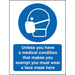 Seco Health and Safety Sign Unless there is a medical exemption, wear a face mask Window Cling Film Blue, White 15 x 20 cm