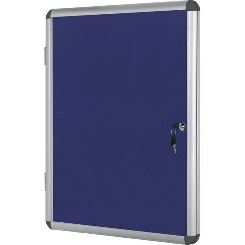 Bi-Office Enclore Earth Lockable Notice Board Non Magnetic 6 x A4 Wall Mounted Felt 72 (W) x 67.4 (H) cm Blue