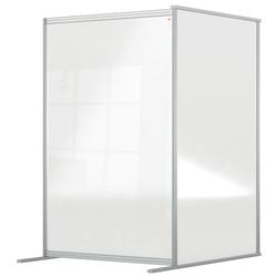 Nobo Freestanding Protective Room Divider Screen Premium Plus Modular System Extension 1200 x 1800 x 600mm Aluminium, Plexiglass Acrylic Silver Anodised