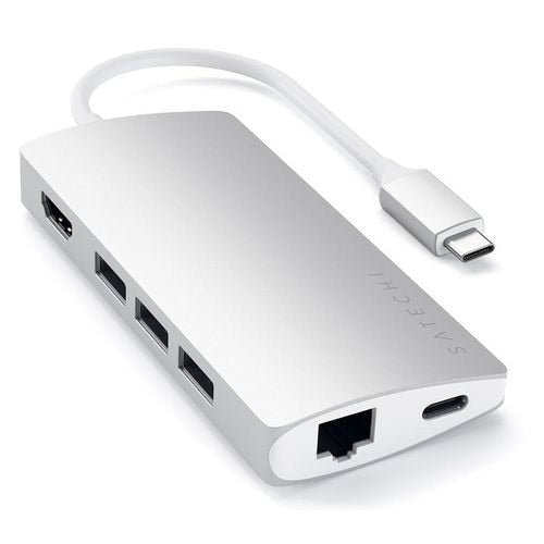 Satechi V2, ST-TCMA2S USB-C Male to HDMI, Gigabit Ethernet, 3 x USB 3.0 Ports, Micro/SD Card Readers Multiport Adapter 4.13 inch Silver