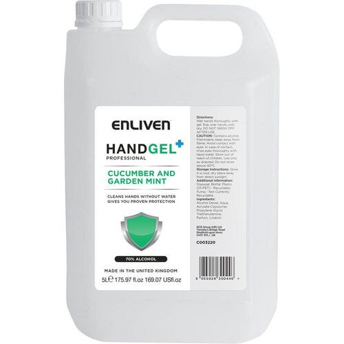 Enliven Hand Gel Cucumber & Garden Mint Transparent C003220 5 L