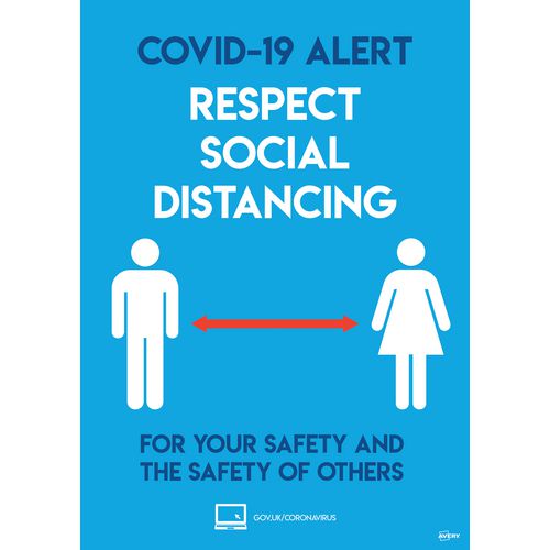 Avery COVID-19 Social Distancing Label 210 x 297 mm Blue 2 Labels