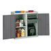 SLINGSBY Double Door Cupboard with 4 Drawers and 1 Shelf Steel Light Grey, Dark Grey 1000 x 500 x 1000 mm