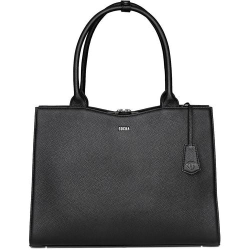 SOCHA Laptop Bag Diamond 15.6 Inch Leather Black 44 x 13 x 31 cm