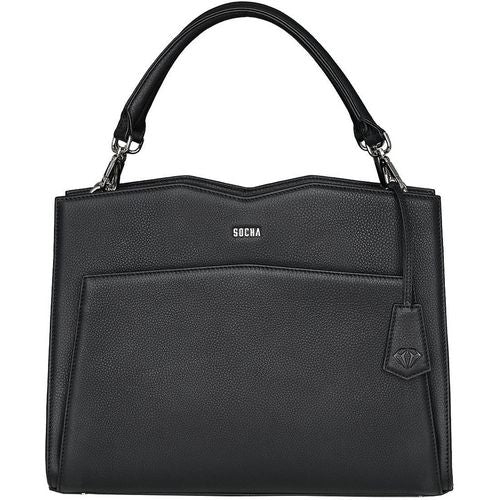 SOCHA Laptop Bag Diamond Shoulder 14 Inch Leather Black 39 x 12 x 29 cm