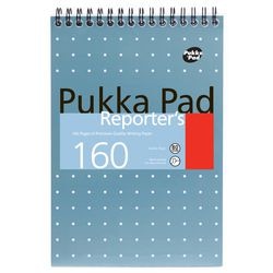 Pukka Pad Notepad Steno A5 Ruled Spiral Bound Cardboard Hardback Blue Perforated 160 Pages Pack of 3