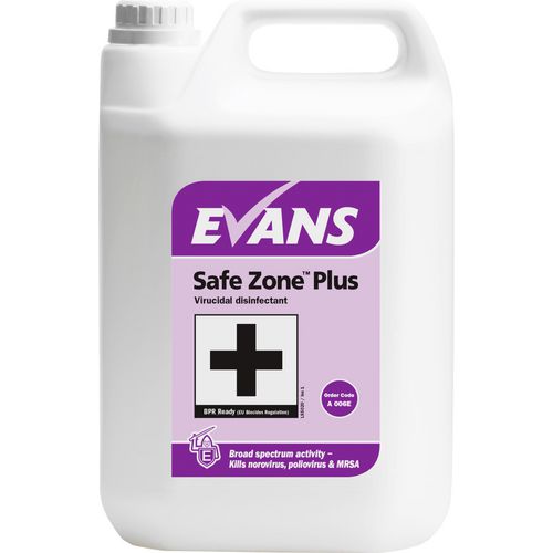 Evans Vanodine Virucidal Disinfectant Safe Zone Plus No Perfumes 5L