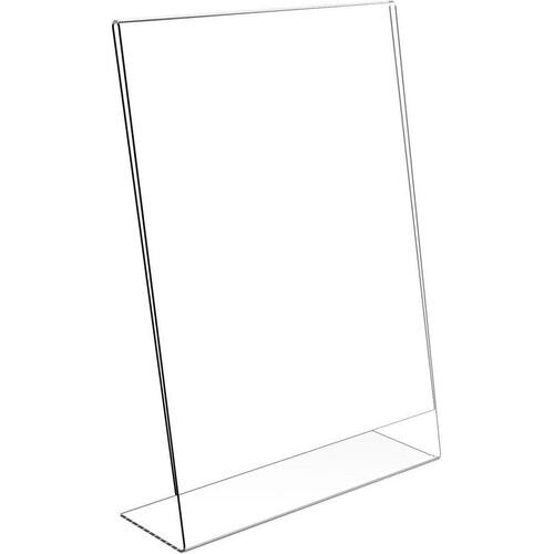 Seco Freestanding Slanted Sign Holder A5 148 x 35 x 210mm Transparent L Shaped Acrylic Pack of 25