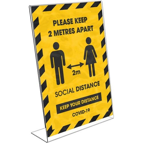 Seco Freestanding L Shape Sign Holder A4 210 x 40 x 297mm Acrylic Clear Pack of 25