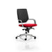 Dynamic Knee Tilt Visitor Chair Fixed Arms Xenon Black Back, Bergamot Cherry Seat, White Frame Without Headrest Medium Back