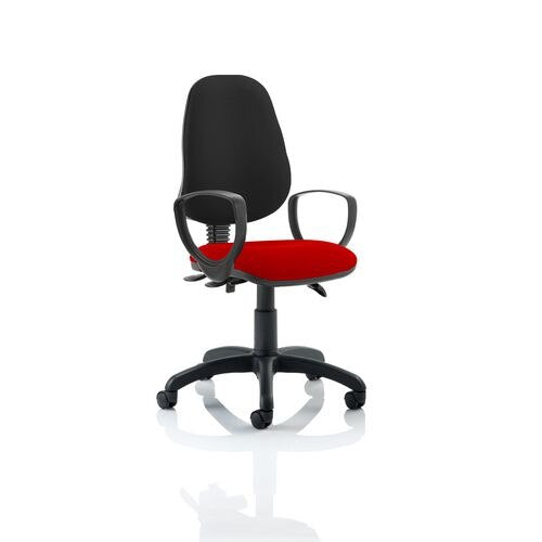 Dynamic Permanent Contact Backrest Task Operator Chair Loop Arms Eclipse Plus III Black Back, Bergamot Cherry Seat Without Headrest High Back