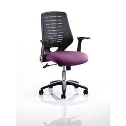 Dynamic Tilt & Lock Task Operator Chair Folding Arms Relay Black Back, Tansy Purple Seat Without Headrest Medium Back