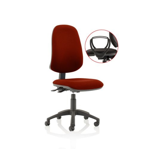 Dynamic Independent Seat & Back Task Operator Chair With Red Fabric Loop Arms Eclipse Plus XL Without Headrest High Back