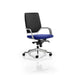 Dynamic Basic Tilt Visitor Chair Fixed Arms Xenon Black Back, Stevia Blue Seat, White Frame Without Headrest Medium Back