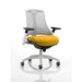 Dynamic Synchro Tilt Task Operator Chair Height Adjustable Arms Flex White Back, Solona Yellow Seat, Black Frame Without Headrest Medium Back