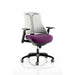 Dynamic Synchro Tilt Task Operator Chair Height Adjustable Arms Flex White Back, Tansy Purple Seat, Black Frame Without Headrest Medium Back