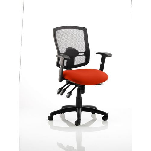 Dynamic Independent Seat & Back Task Operator Chair Height Adjustable Arms Portland III Black Back, Tabasco Red Seat Without Headrest Medium Back