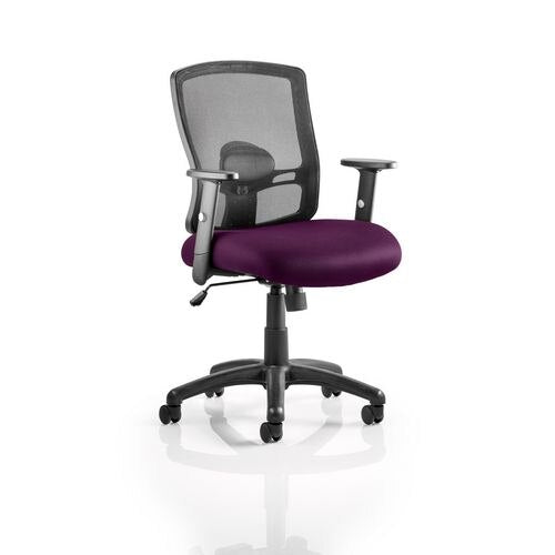 Dynamic Basic Tilt Task Operator Chair Height Adjustable Arms Portland Black Back, Tansy Purple Seat Without Headrest Medium Back