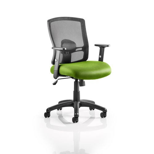 Dynamic Basic Tilt Task Operator Chair Height Adjustable Arms Portland Black Back, Myrrh Green Seat Without Headrest Medium Back