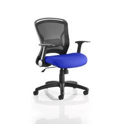 Dynamic Tilt & Lock Task Operator Chair Folding Arms Zeus Black Back, Stevia Blue Seat, Black Frame Without Headrest Medium Back