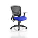 Dynamic Tilt & Lock Task Operator Chair Folding Arms Zeus Black Back, Stevia Blue Seat, Black Frame Without Headrest Medium Back