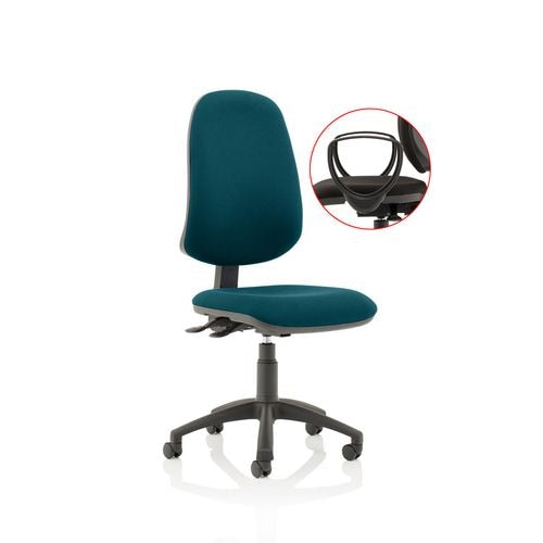 Dynamic Independent Seat & Back Task Operator Chair With Green Fabric Loop Arms Eclipse Plus XL Without Headrest High Back