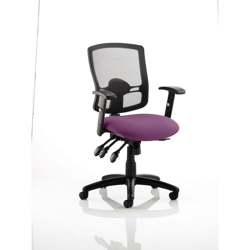 Dynamic Independent Seat & Back Task Operator Chair Height Adjustable Arms Portland III Black Back, Tansy Purple Seat Without Headrest Medium Back